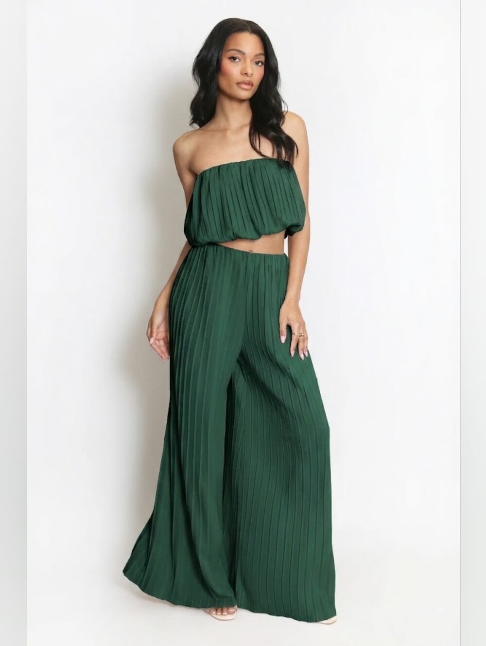 Zara Green Pleated Two-Piece Set